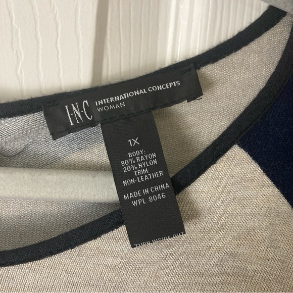 INC International Concepts Sweater Dress Womens Camuflaje Blue Zip Long Sleeve - Picture 3 of 16